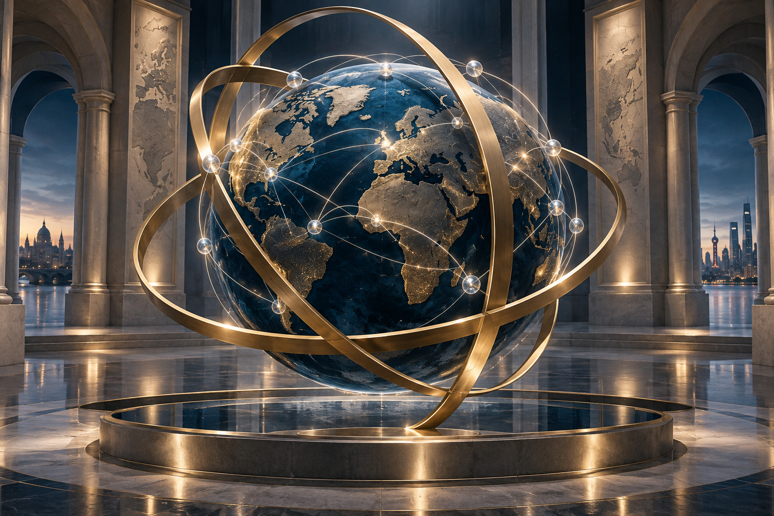 Composition éditoriale symbolique du monde et de ses dépendances.